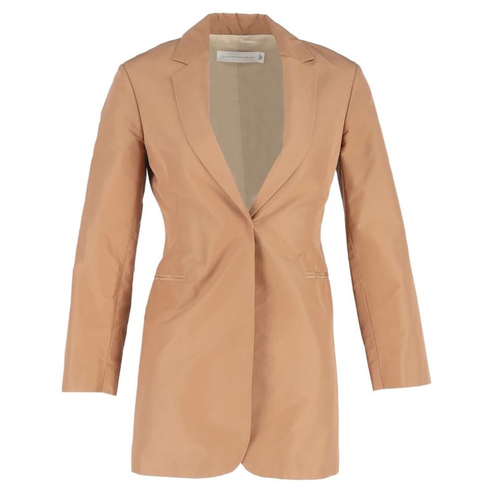 Victoria Beckham Single-Breasted Blazer in Brown Cotton